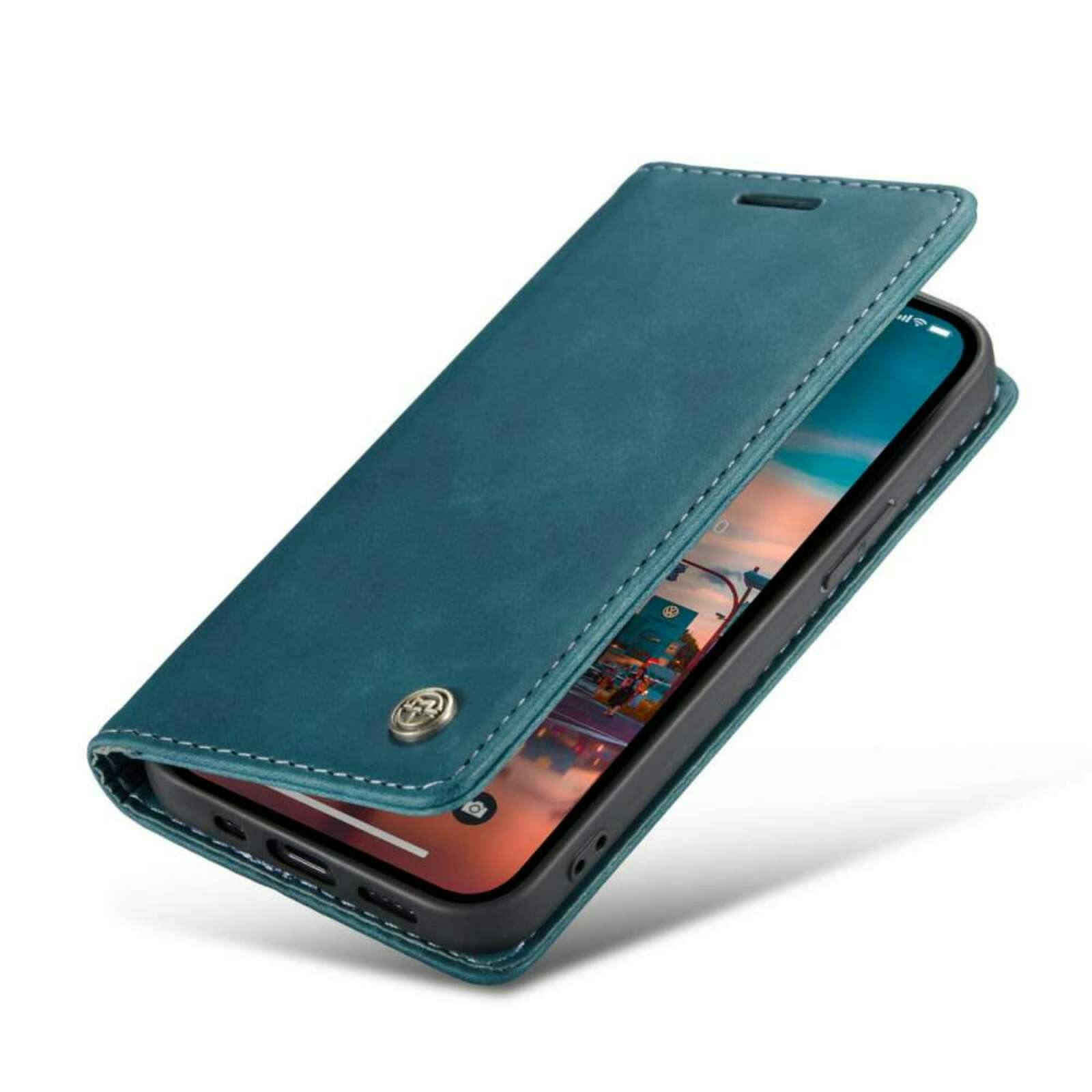 Caseme iPhone 14 Plus Retro Portemonnee Hoesje Blauw