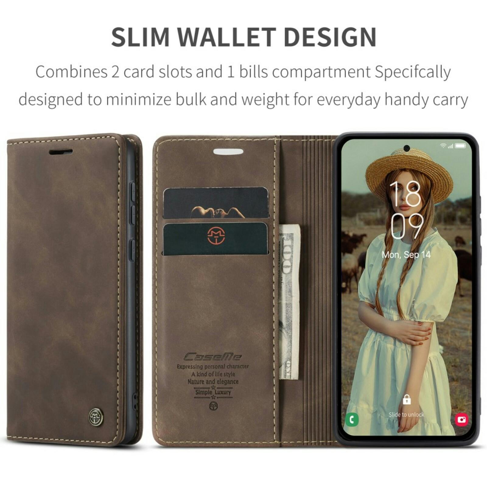 Caseme Samsung A55 Business Bookcase Hoesje Donkerbruin