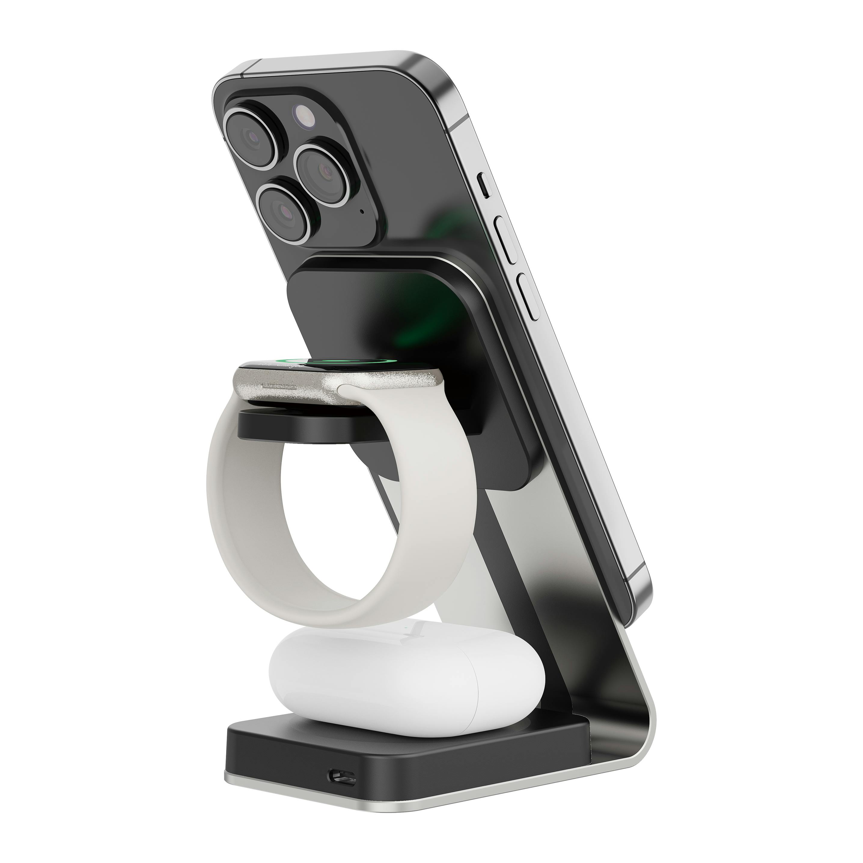 Musthavz MagCore Alu 3-in-1 Draadloze Oplader Grijs