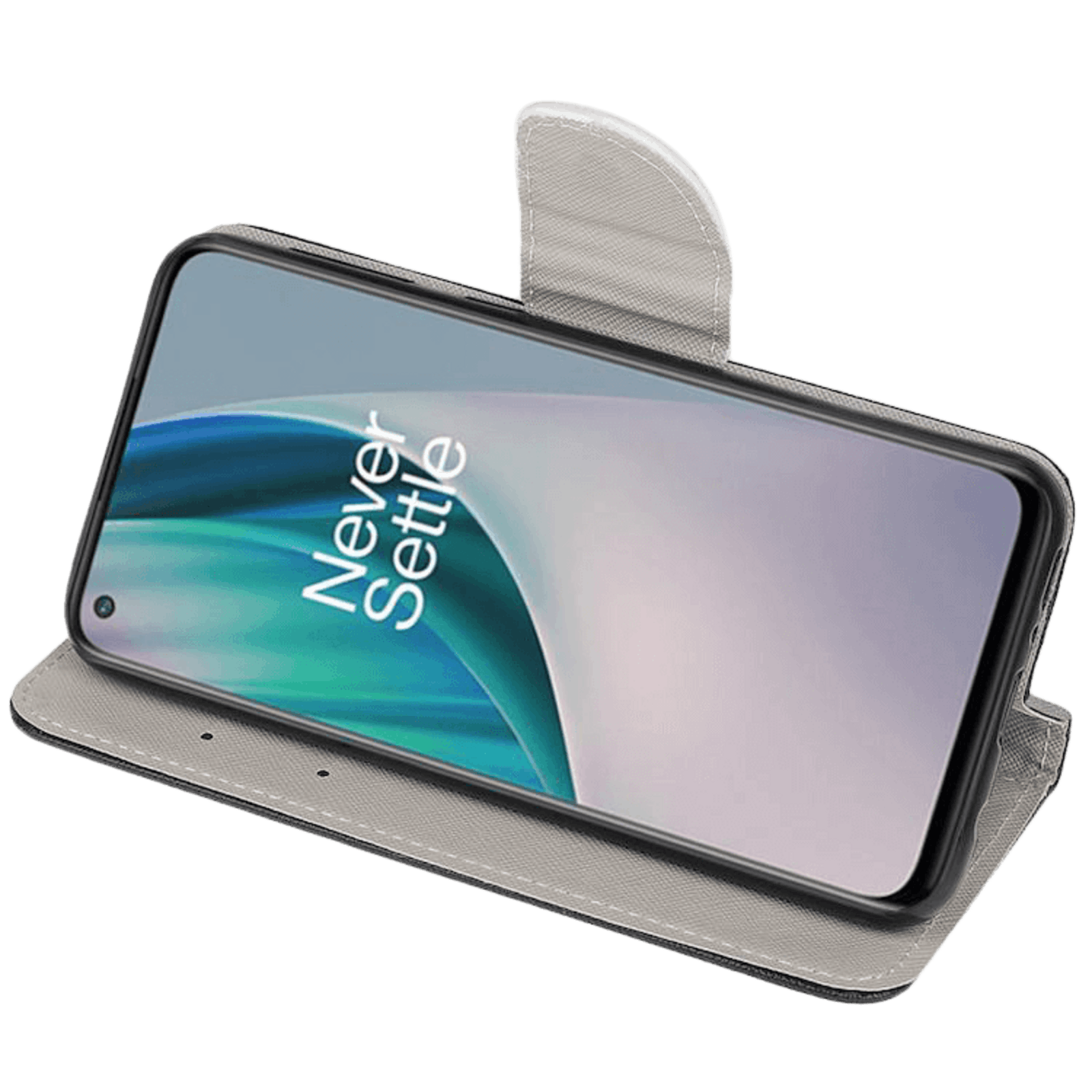 Comfycase OnePlus Nord N10 Don't Touch My Bookcase Telefoonhoesje Zwart