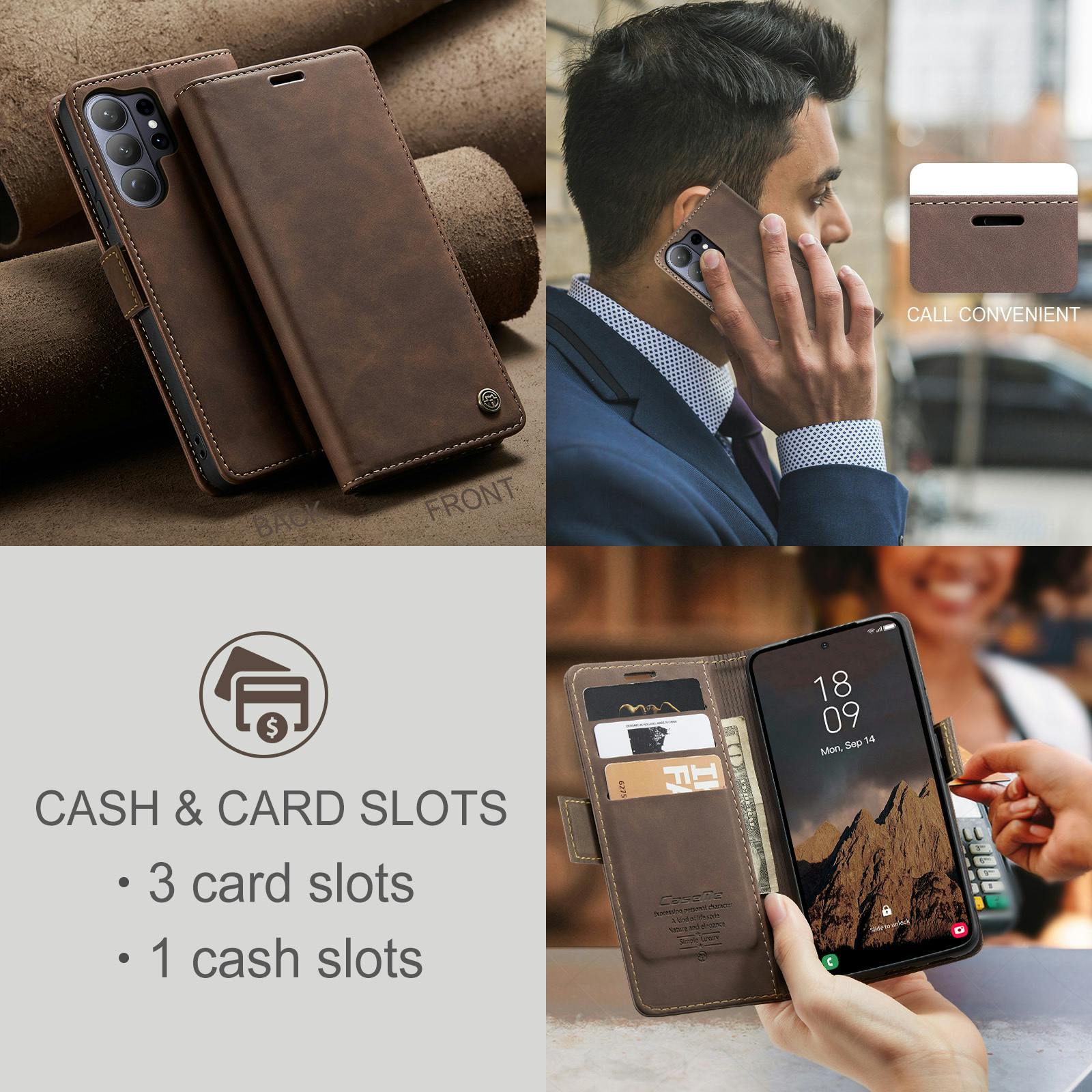 Caseme Samsung Galaxy S26 Ultra Business Bookcase Hoesje Donkerbruin