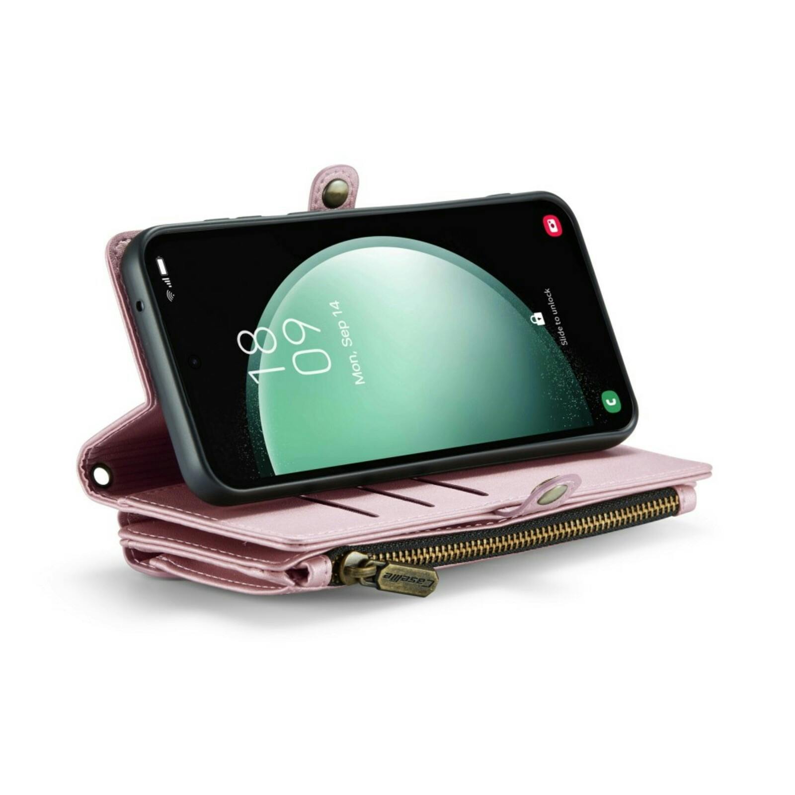 Caseme Samsung S23 FE Clutch Wallet met Koord Roze