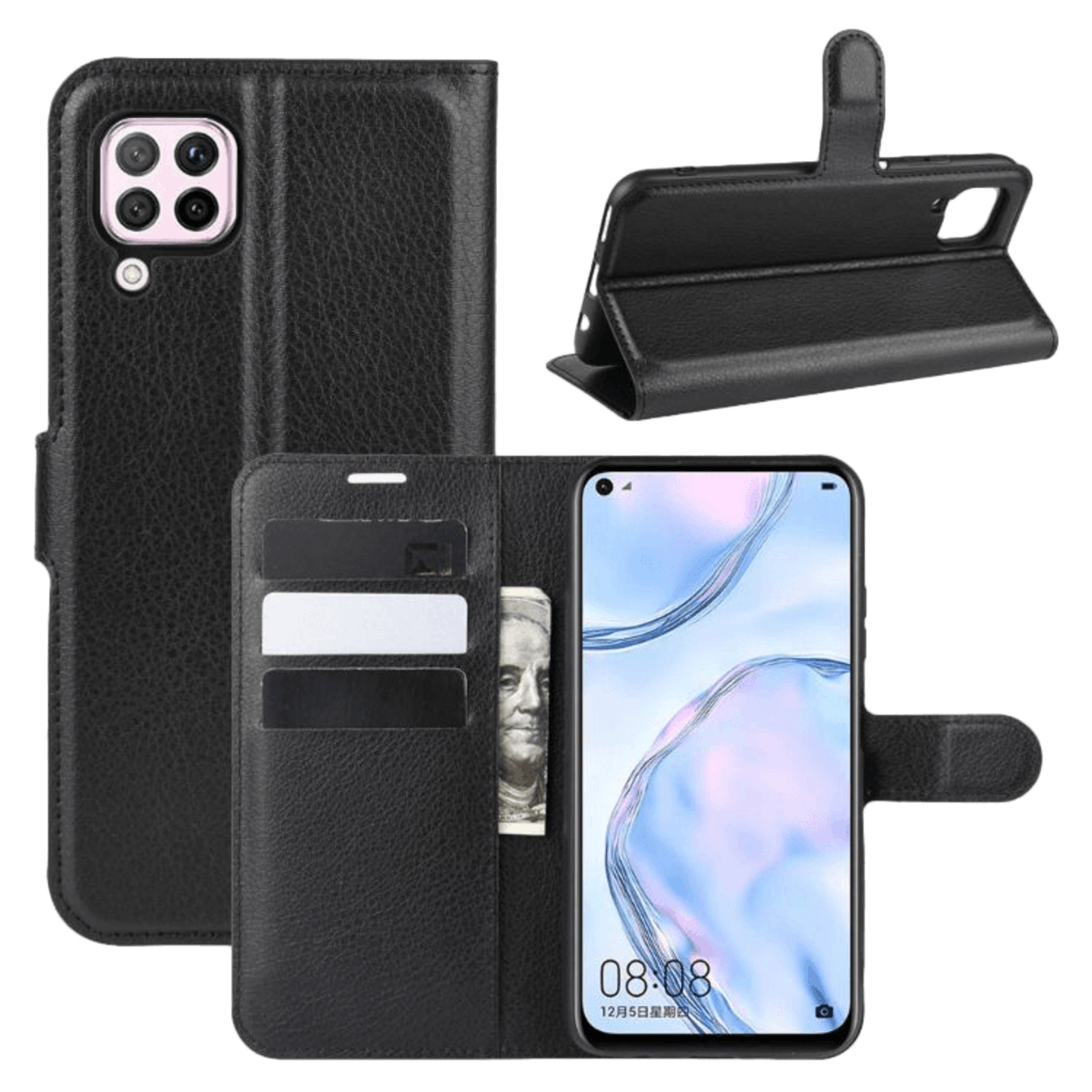 Mocaa Huawei P40 Lite portemonnee hoesje pasjes Zwart