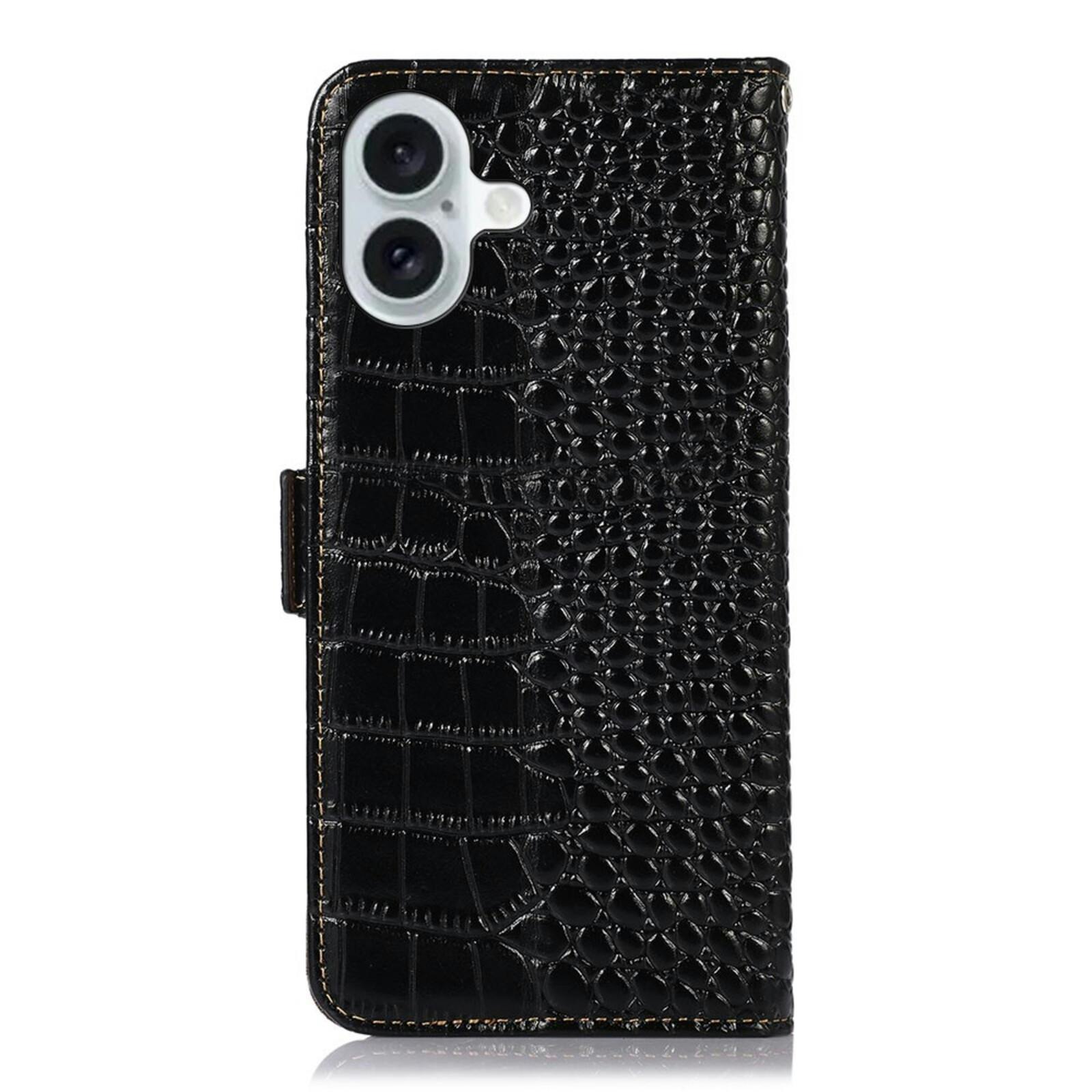 Mocaa Apple iPhone 17 Croco Book Case Leer Zwart