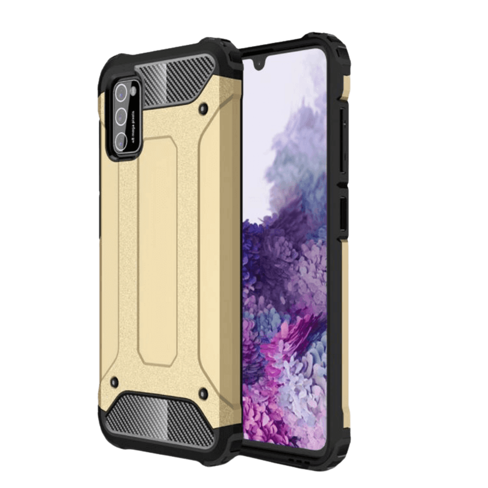 CaseBody Samsung Galaxy A41 Shockproof Hoesje Steel Armor Goud