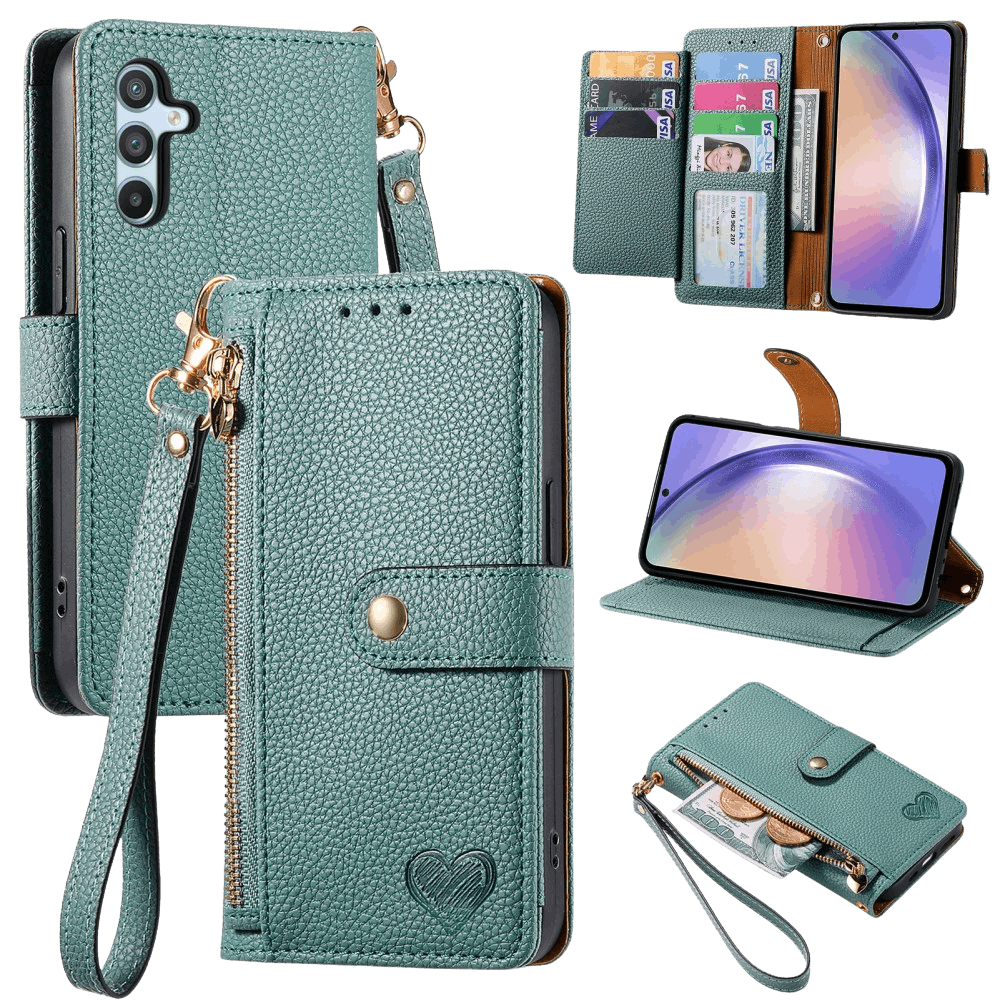 Mocaa Samsung Galaxy A56 Love Heart Wallet Hoesje Groen
