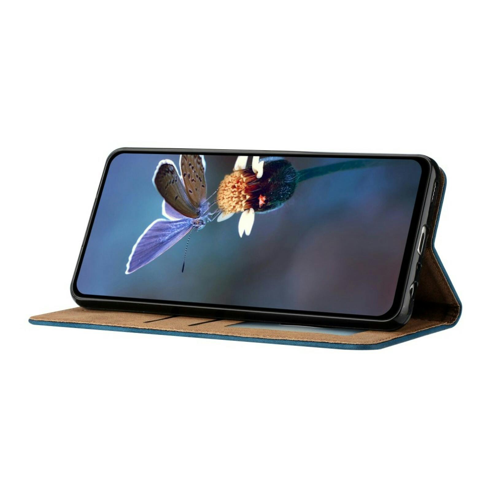 Comfycase iPhone 16 Vlinder Suède Portemonnee Hoesje Blauw