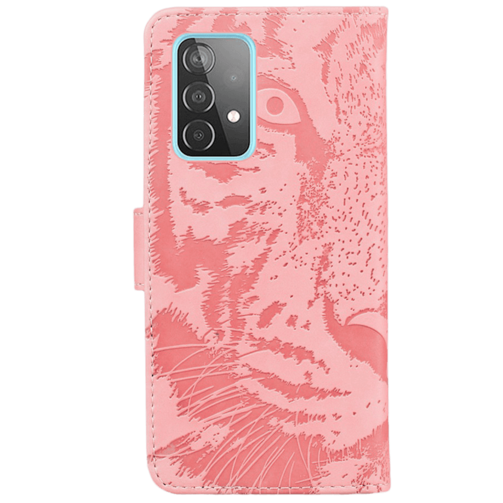 Comfycase Samsung Galaxy A52(s) Bookcase Hoesje met Tijger Gravure Roze