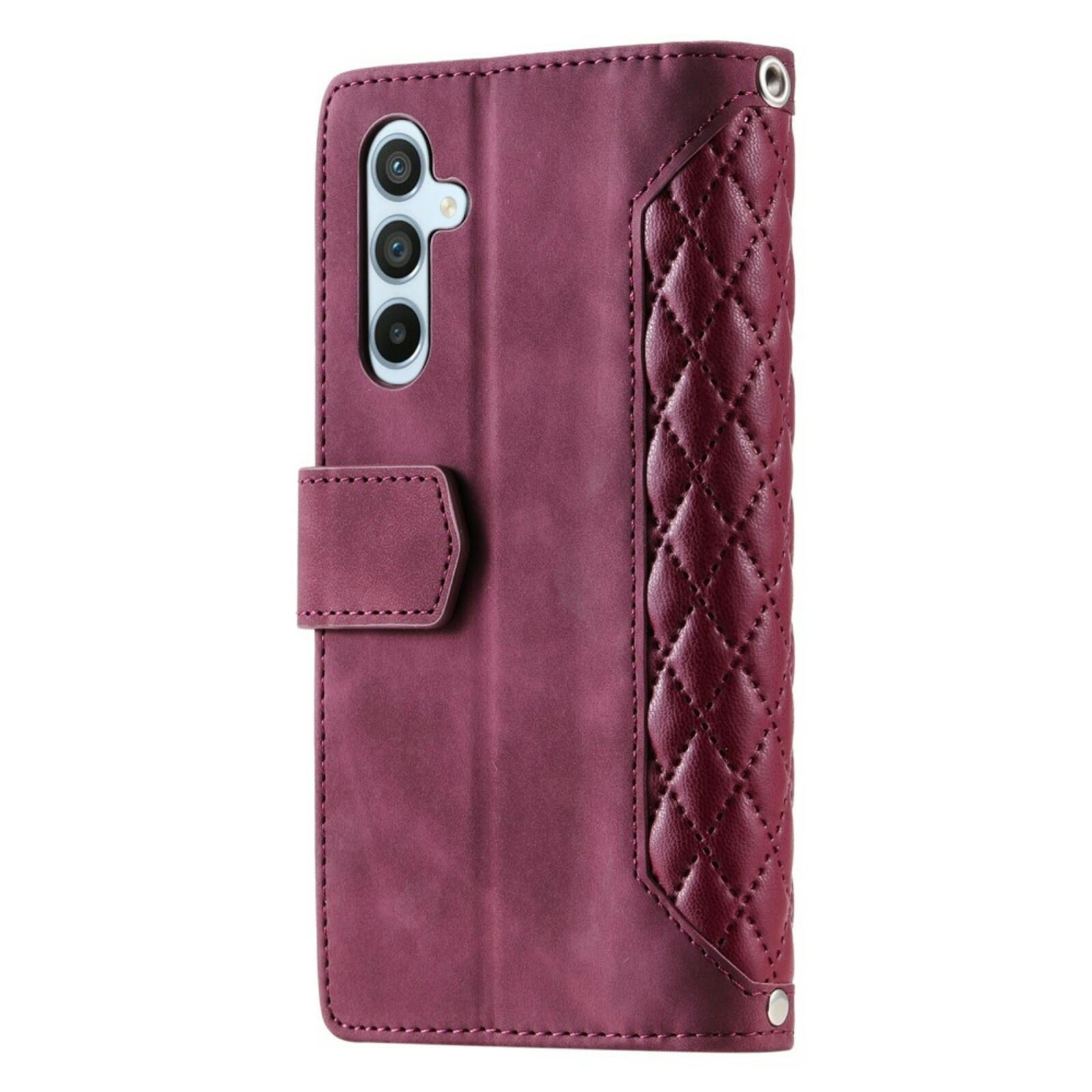 Comfycase Samsung Galaxy A55 Zipper Wallet Hoesje met Draagkoord Rood
