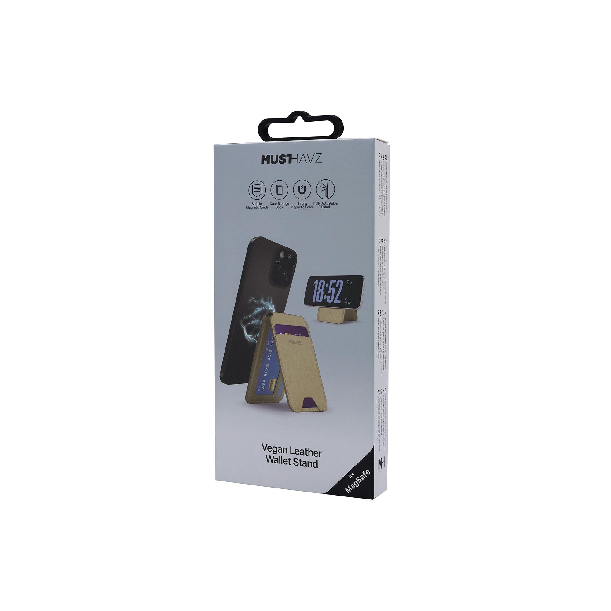 Musthavz MagSafe Vegan Leather Wallet Stand Goud