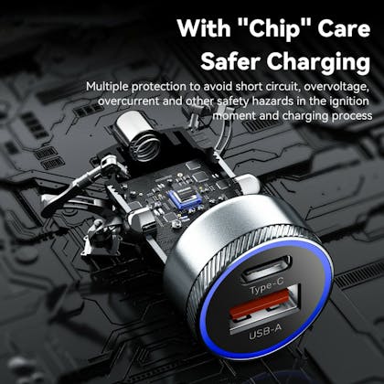 Essager Plug and Charge 54W Autolader USB en USB-C Zwart