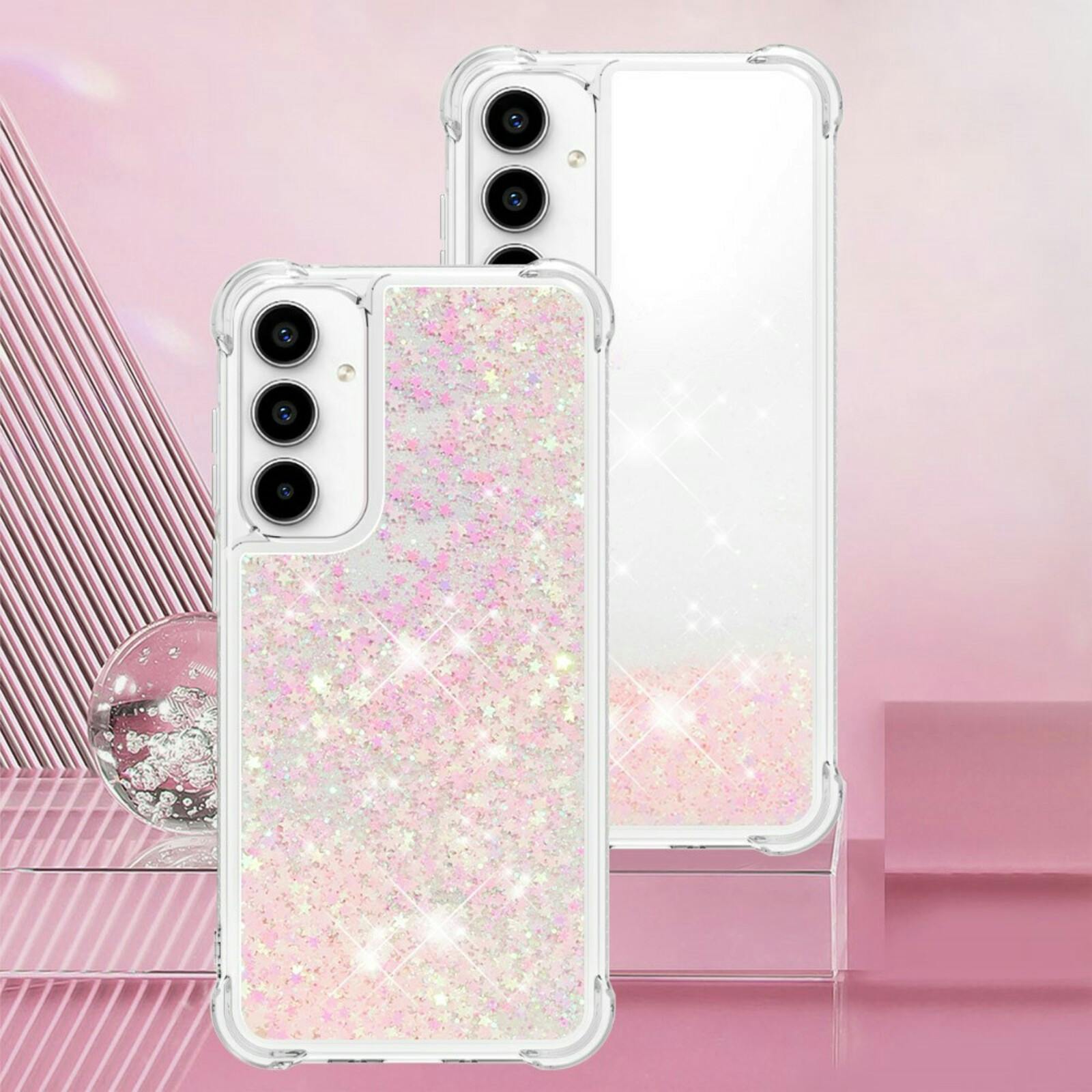 Mocaa Samsung Galaxy A55 5G Valbestendig Glitter Hoesje Roze