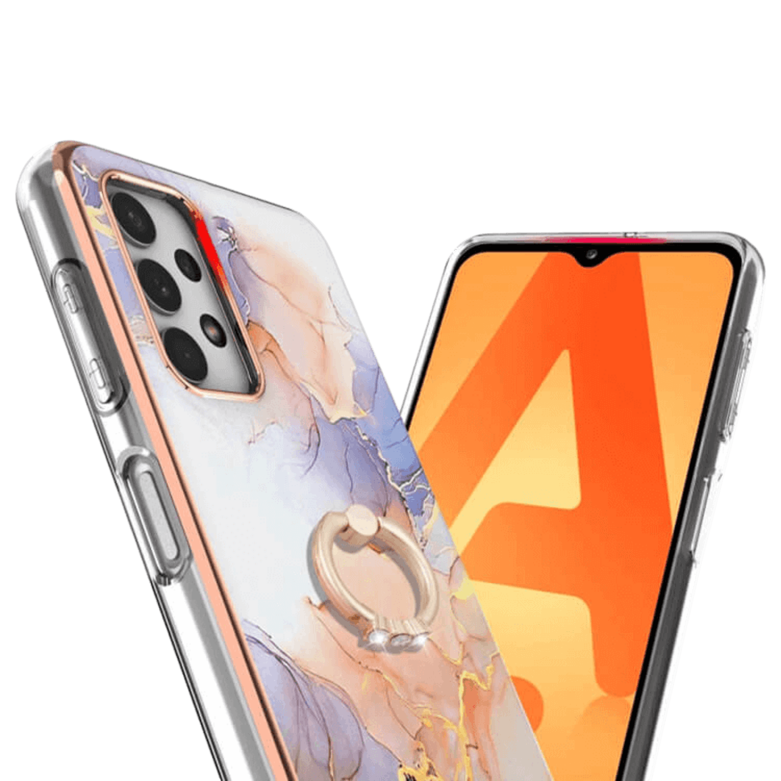 CaseBody Samsung Galaxy A32 marble case met ringhouder Meerkleurig