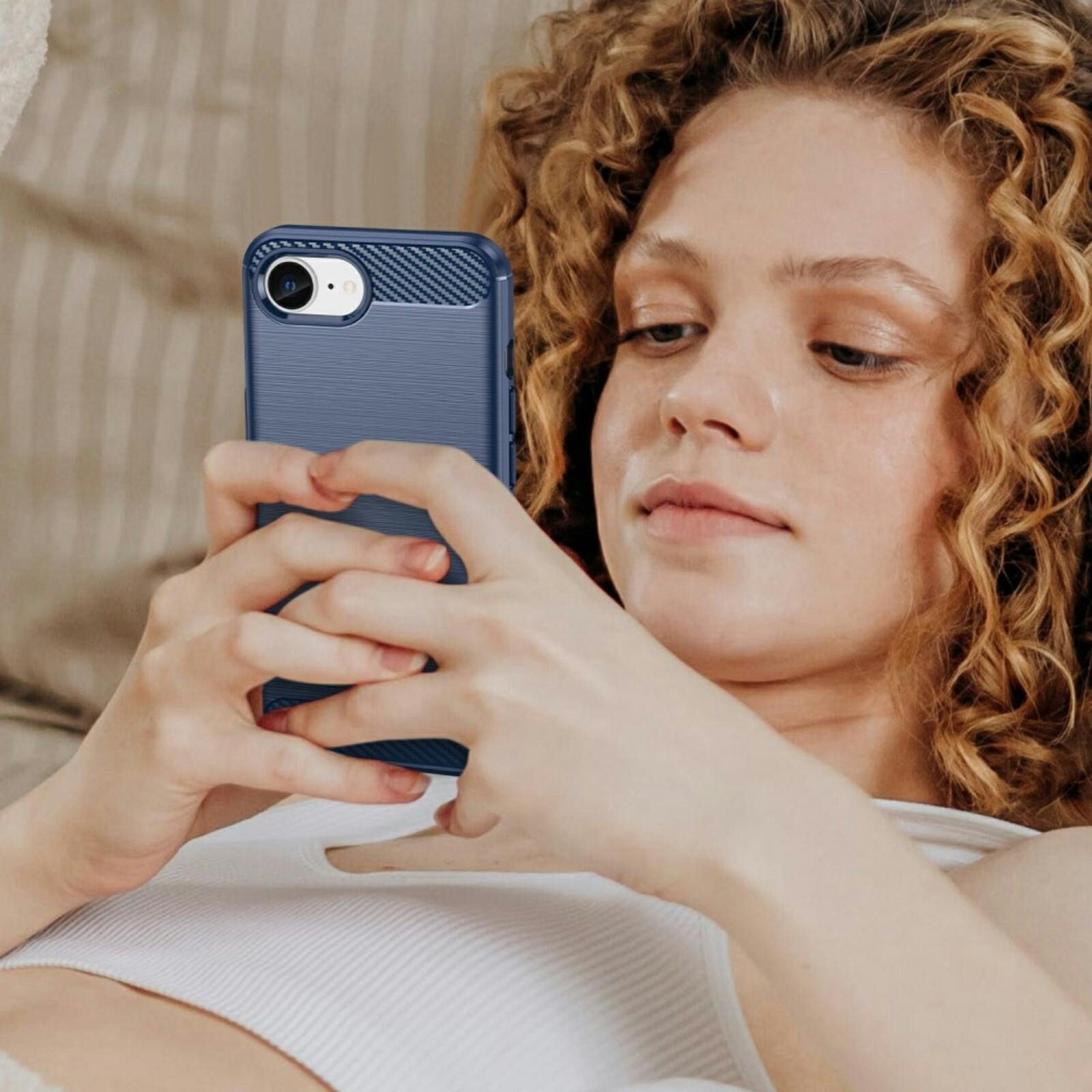 Mocaa Apple iPhone 16e Brushed Hoesje Blauw
