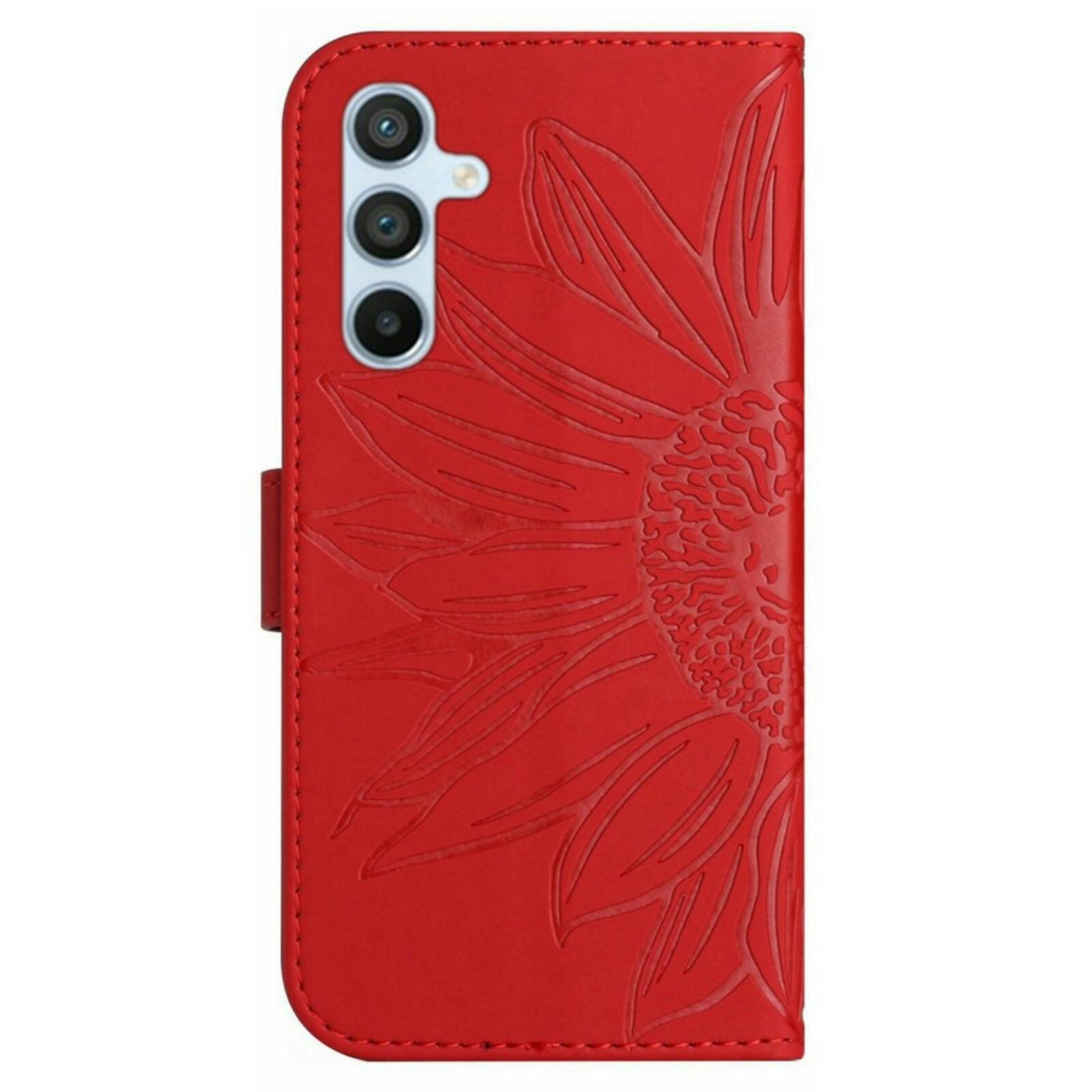 Mocaa Samsung Galaxy S24 FE Sunflower Bookcase met Koord Rood
