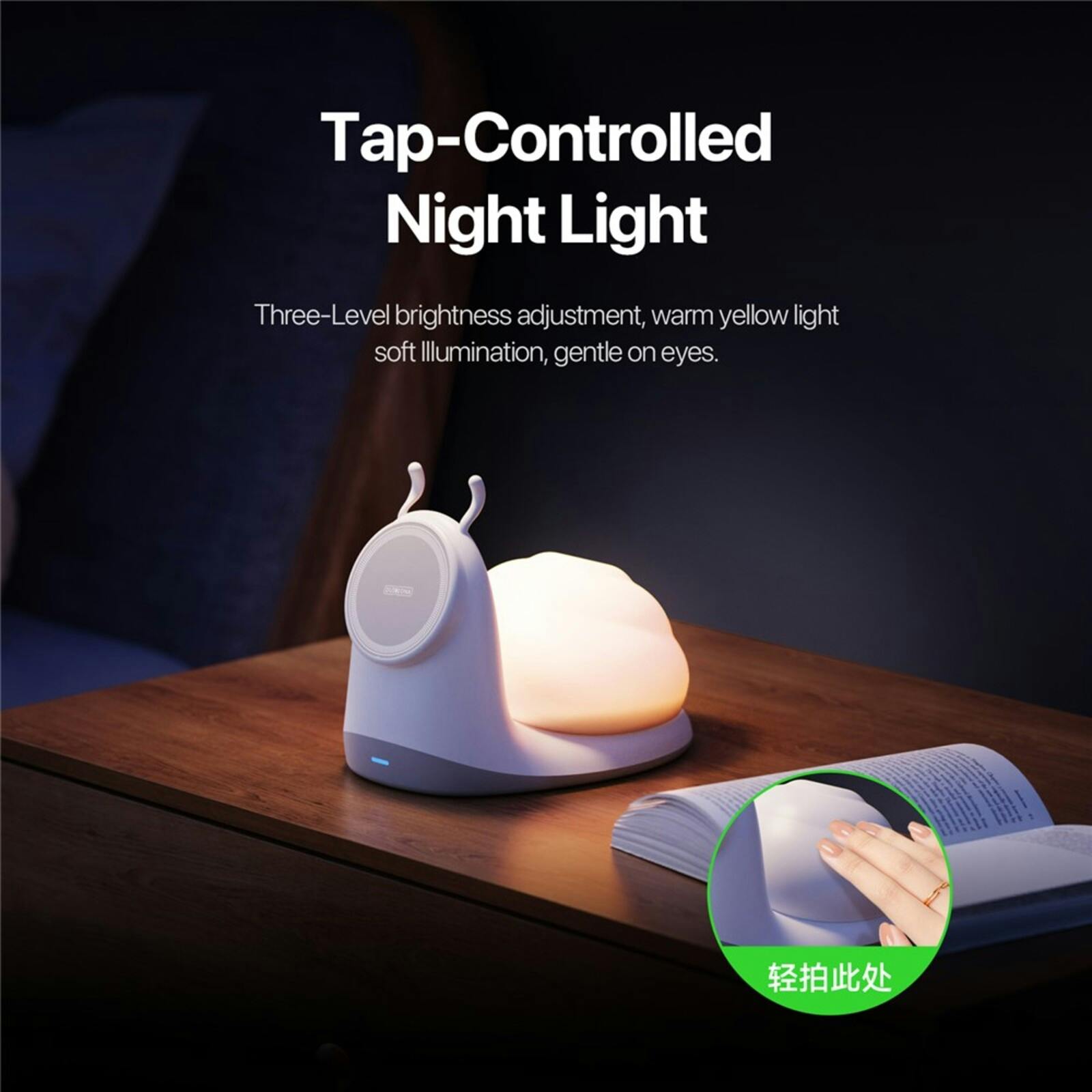 Duzzona Snail Draadloze Oplader en Nachtlampje Wit