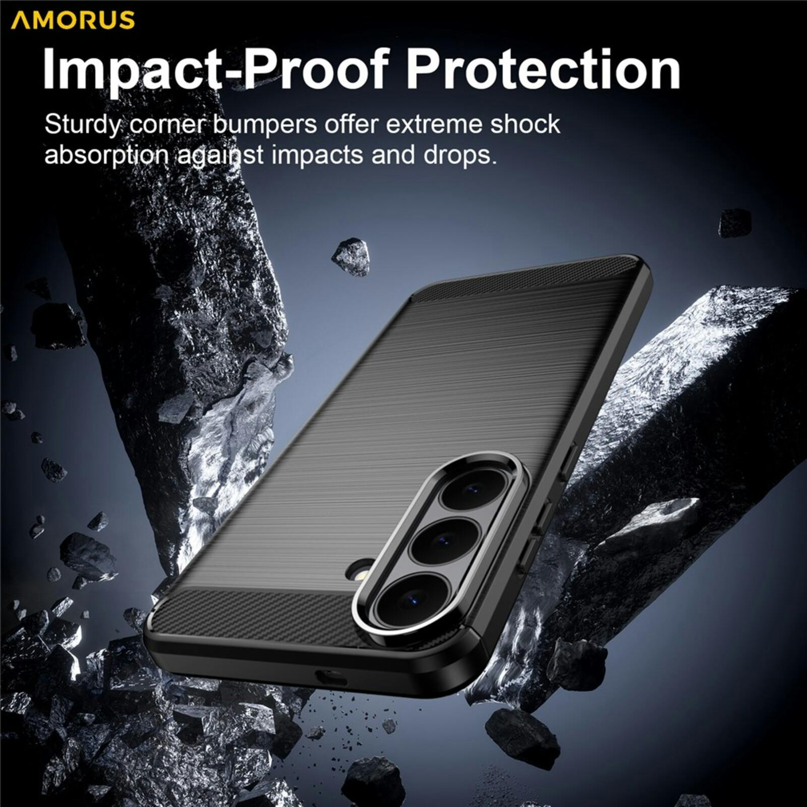 Amorus Samsung Galaxy S26 FE Carbon Fiber Magnetic Hoesje Zwart