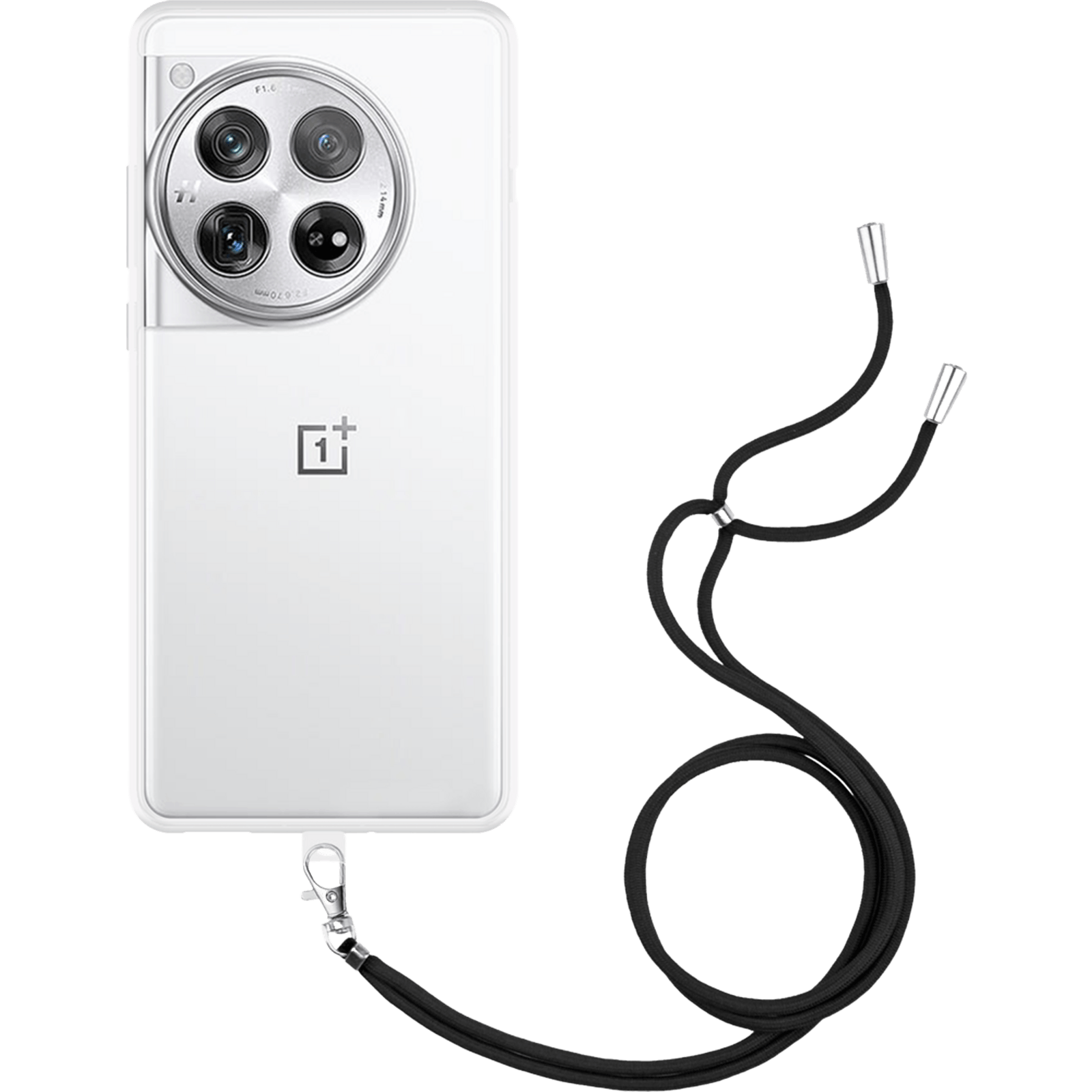 Just in Case OnePlus 12 TPU Hoesje Met Draagkoord Transparant - Voorkant