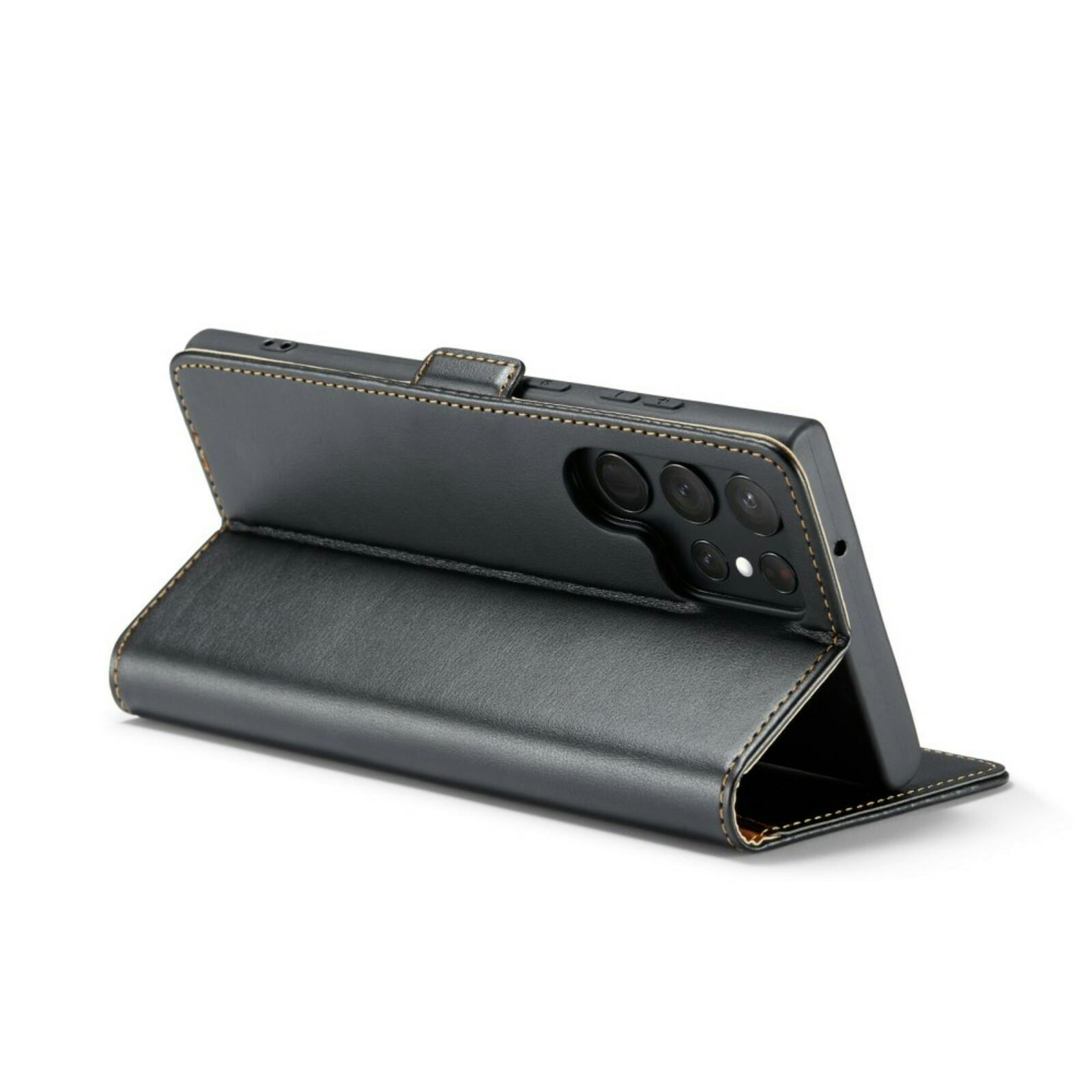 Fierre Shann Samsung Galaxy S24 Ultra Slim Wallet Hoesje Zwart