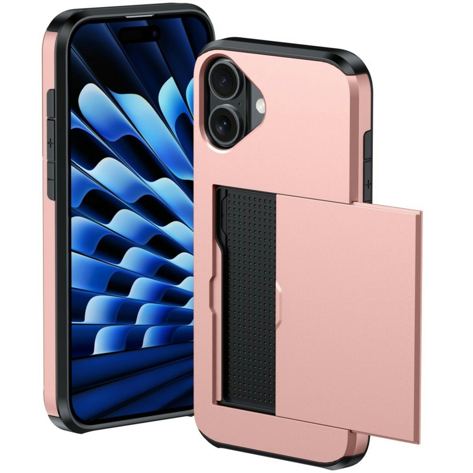 Slide Case Apple iPhone 16 Plus Hoesje met Pashouder Roségoud