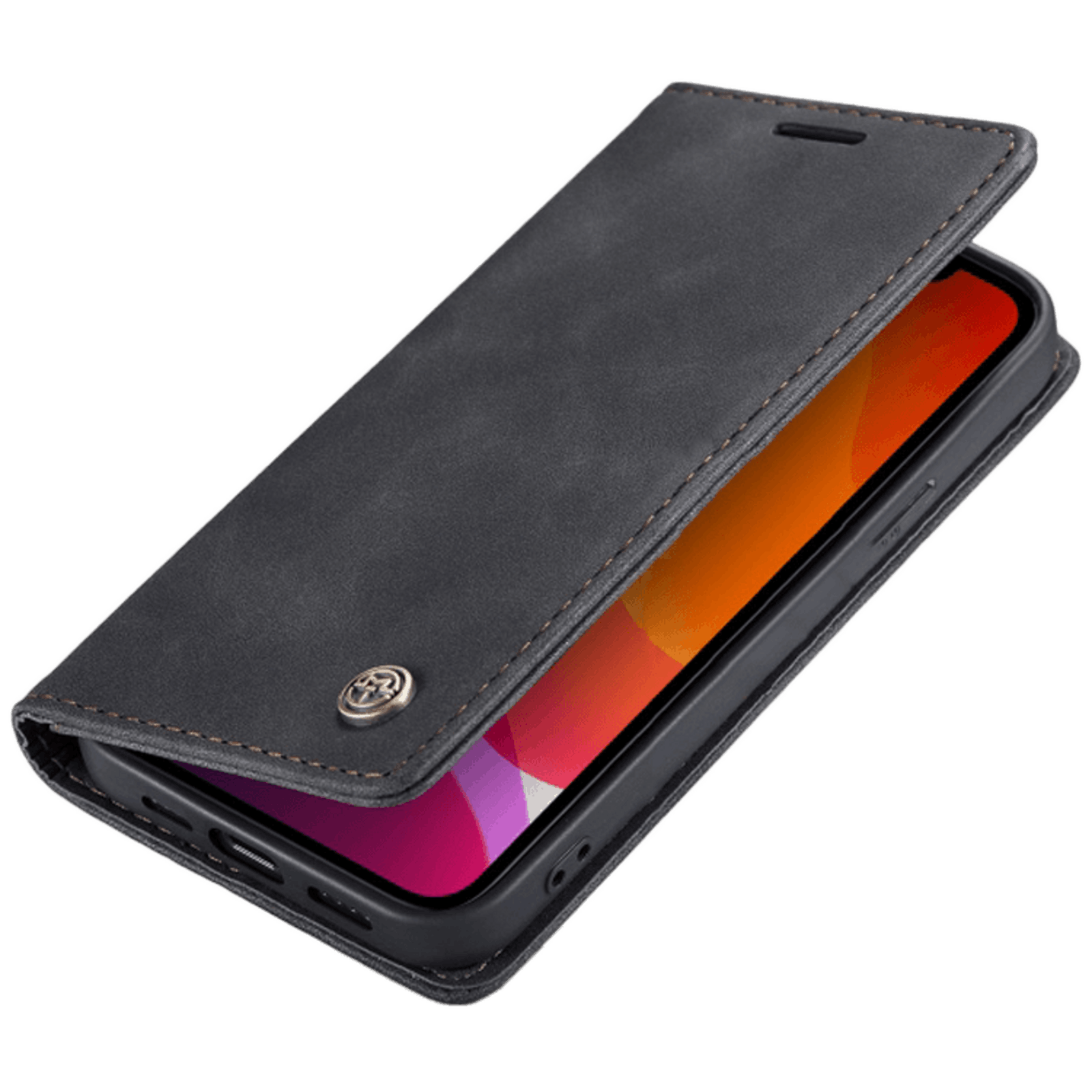 Caseme iPhone 12 Pro Max Business Wallet Bookcase Hoesje Zwart