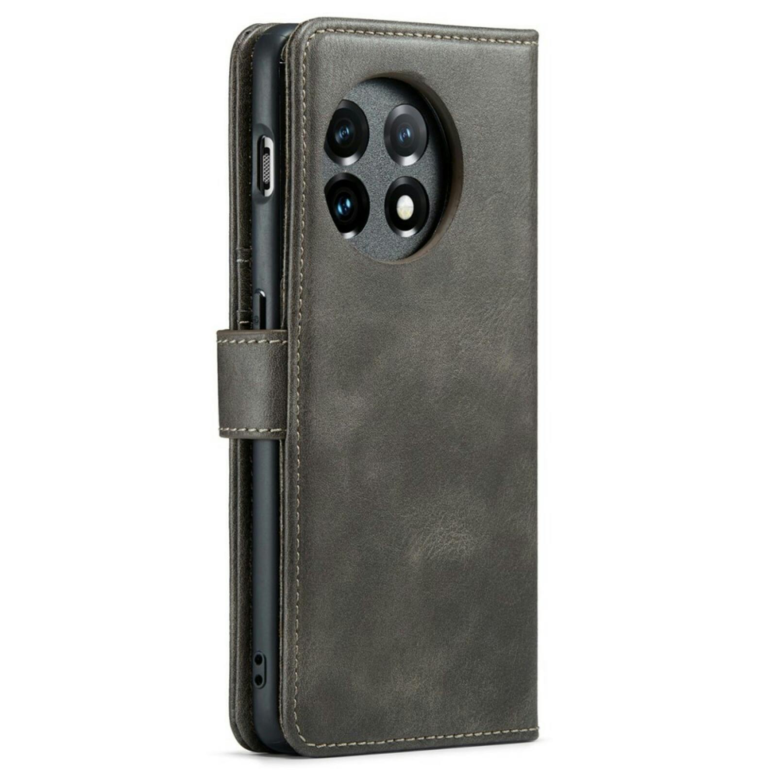 DG.MING OnePlus 11 Lederen 2-in-1 Wallet Hoesje Grijs