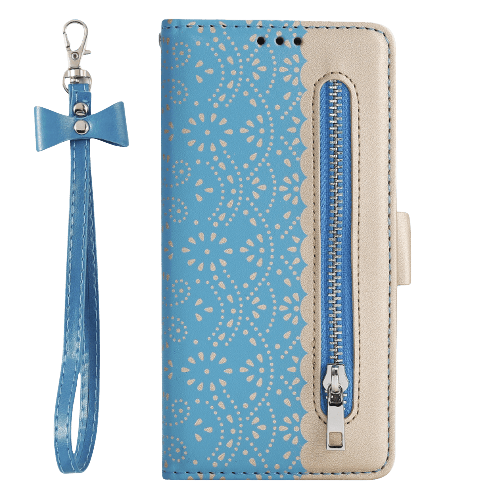 CaseBody Samsung Galaxy A41 Lace Zipper Portemonnee Hoesje Blauw