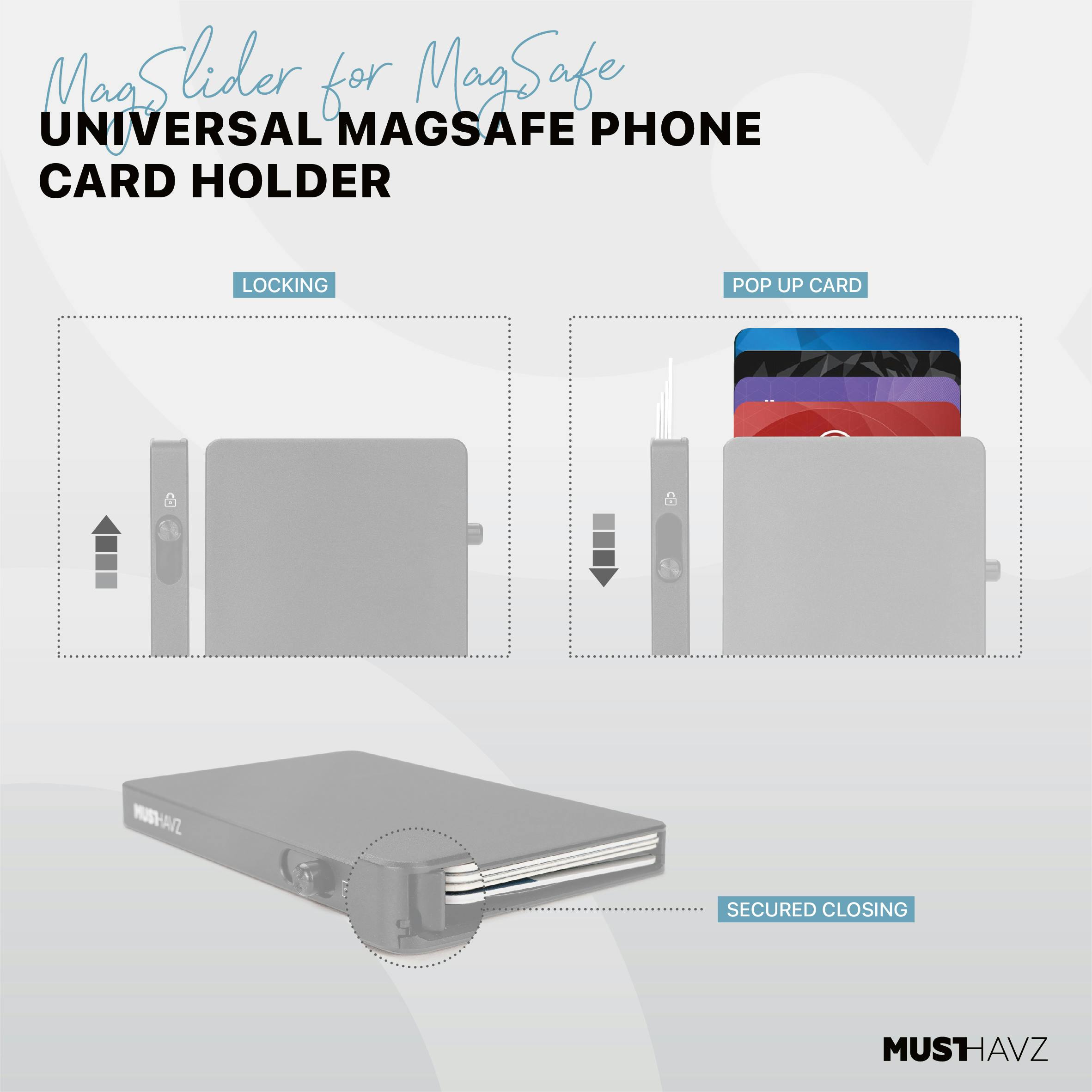 Musthavz MagSlider Luxe Magnetische Kaarthouder Zilver