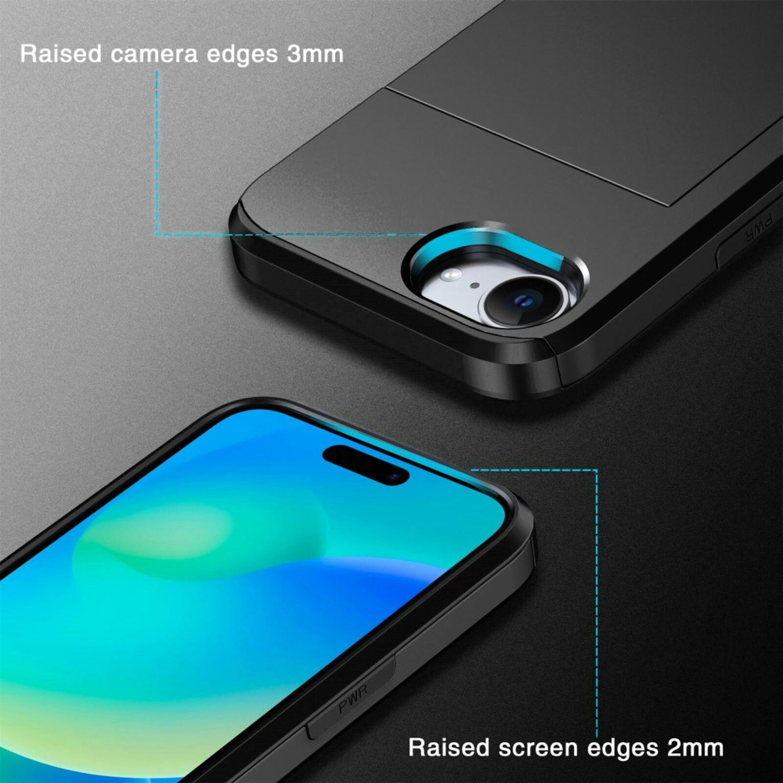 Slide Case Apple iPhone 16e Hoesje met Pashouder Zwart