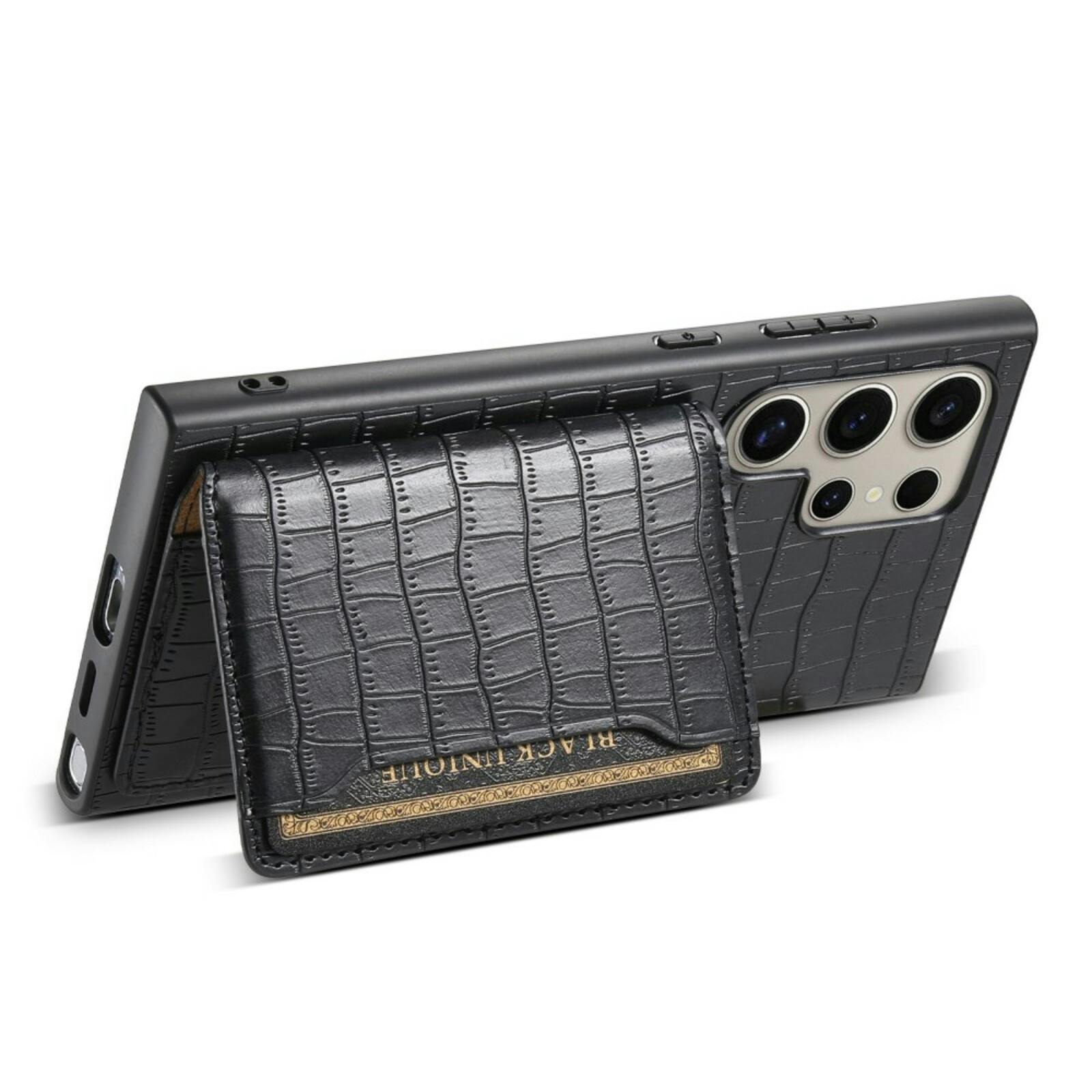 Mocaa Samsung Galaxy S24 Ultra Card Holder Backcover Croc Zwart