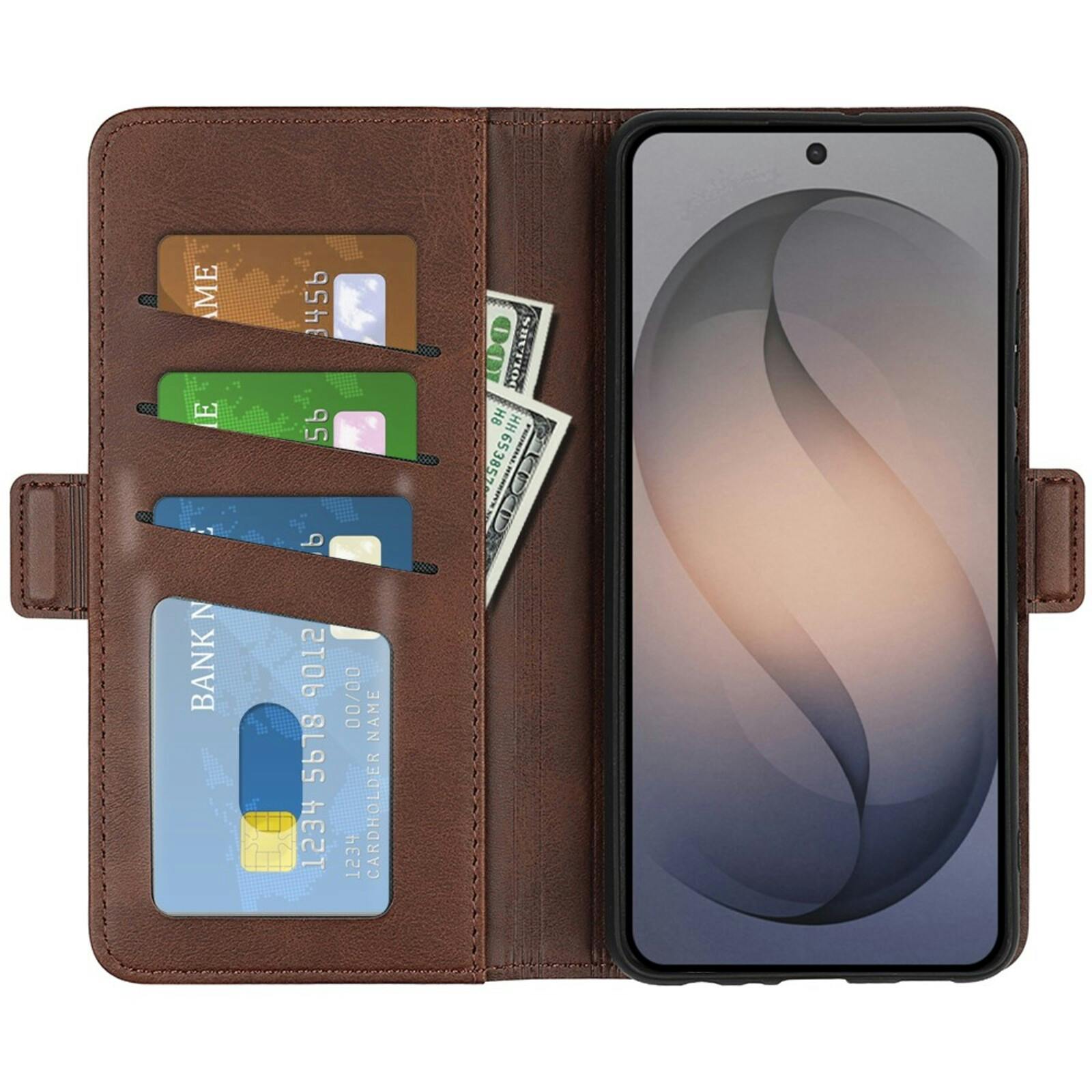 CaseBody Samsung Galaxy S26 FE Real Leather Wallet Hoesje Bruin