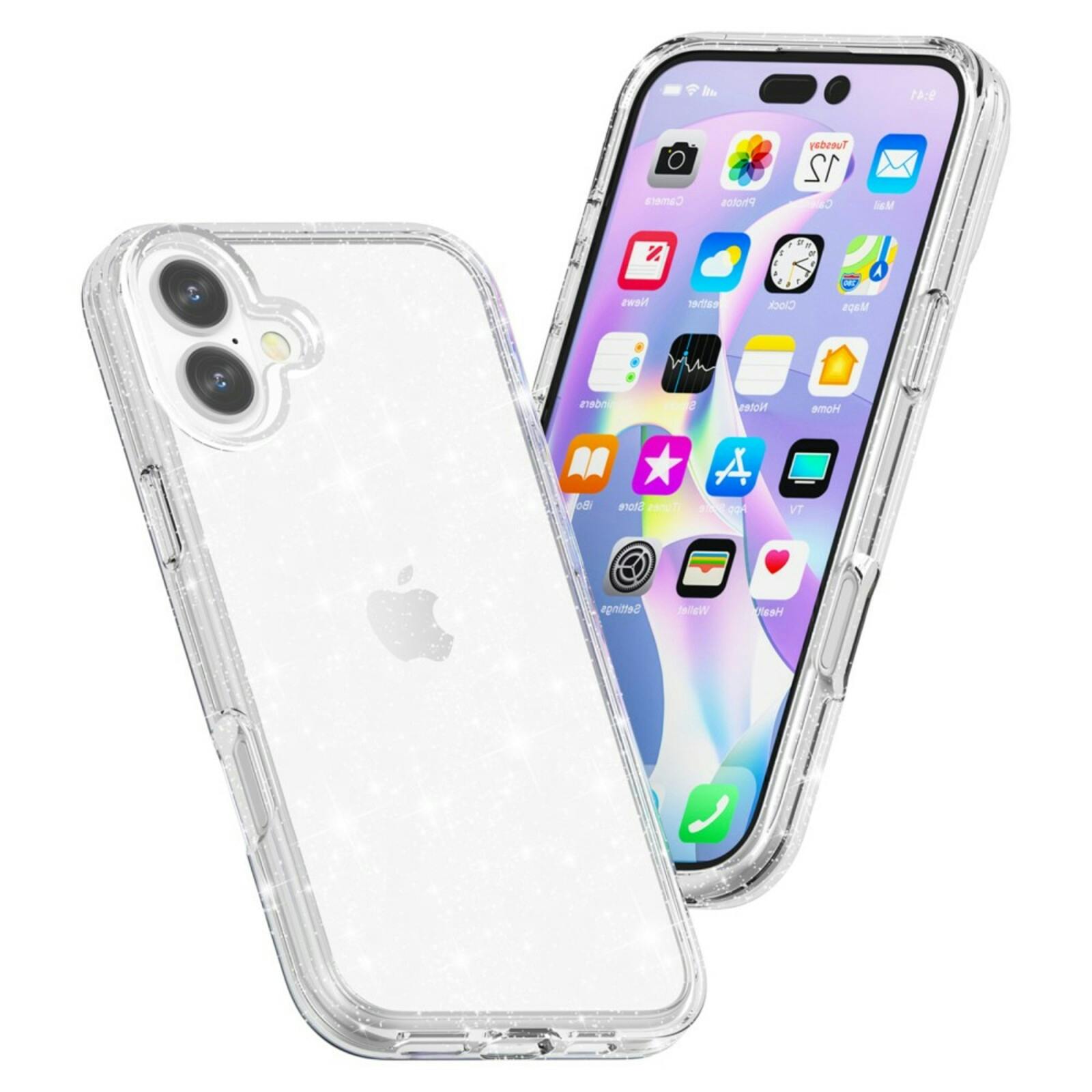 Mocaa Apple iPhone 16 Glitz Beschermhoesje Transparant