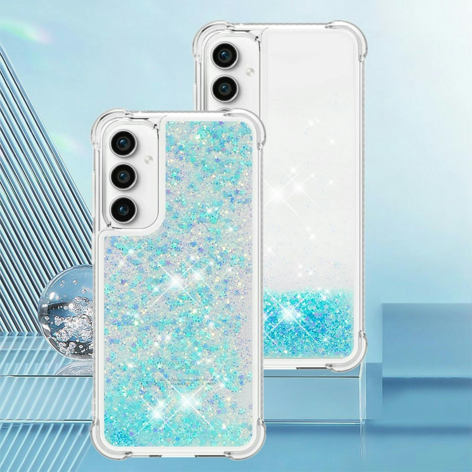 Mocaa Samsung S23 FE Valbestendig Glitter Hoesje Blauw