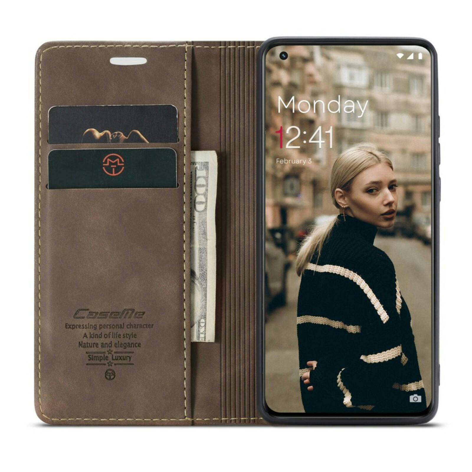 Caseme OnePlus 11 Portemonnee Hoesje Bruin