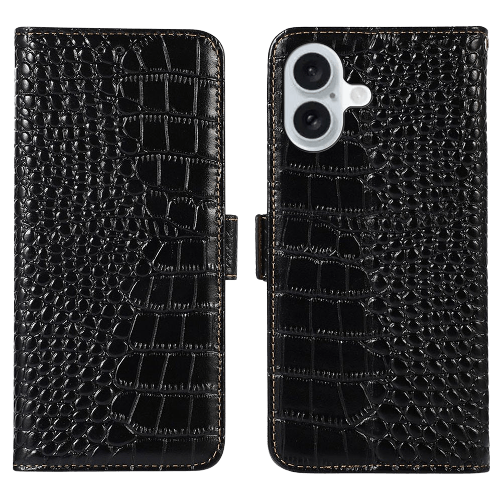 Mocaa Apple iPhone 17 Croco Book Case Leer Zwart
