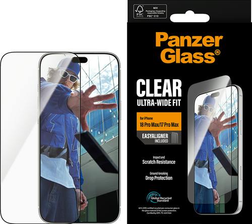 PanzerGlass iPhone 18 Pro Max Ultra-Wide Fit Screenprotector Transparant