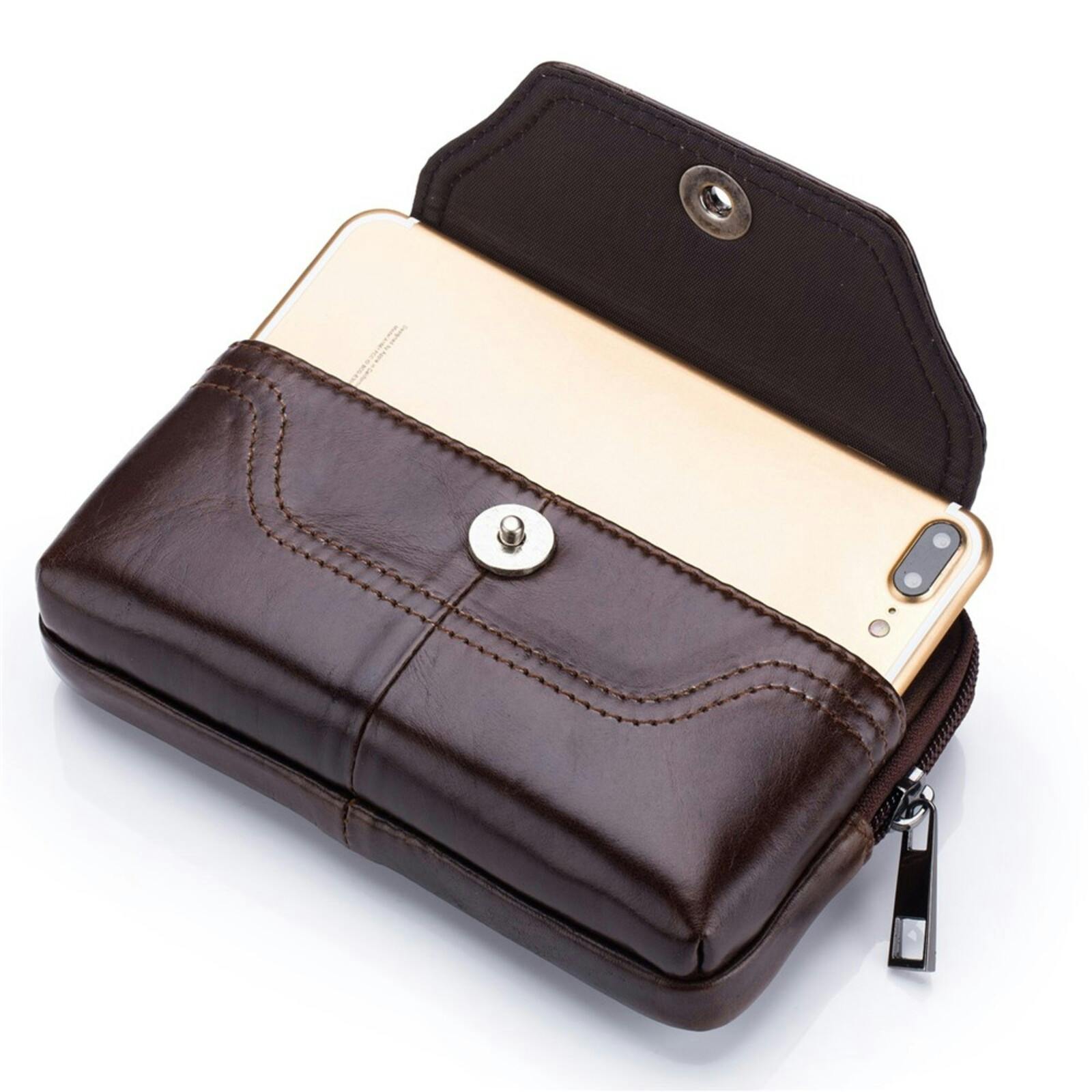 Bullcaptain Horizontal Leather Smartphone Pouch Bruin L