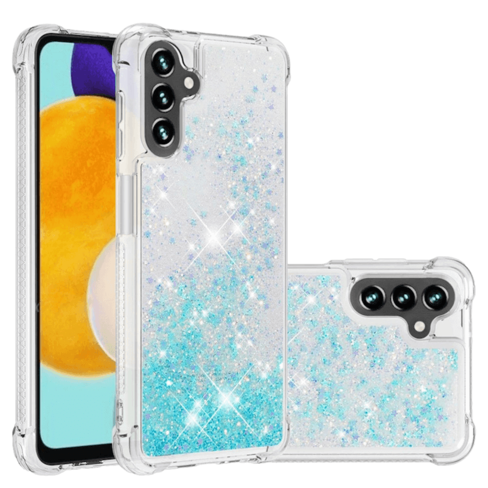 Mocaa Samsung Galaxy A54 Valbestendig Glitter Hoesje Blauw