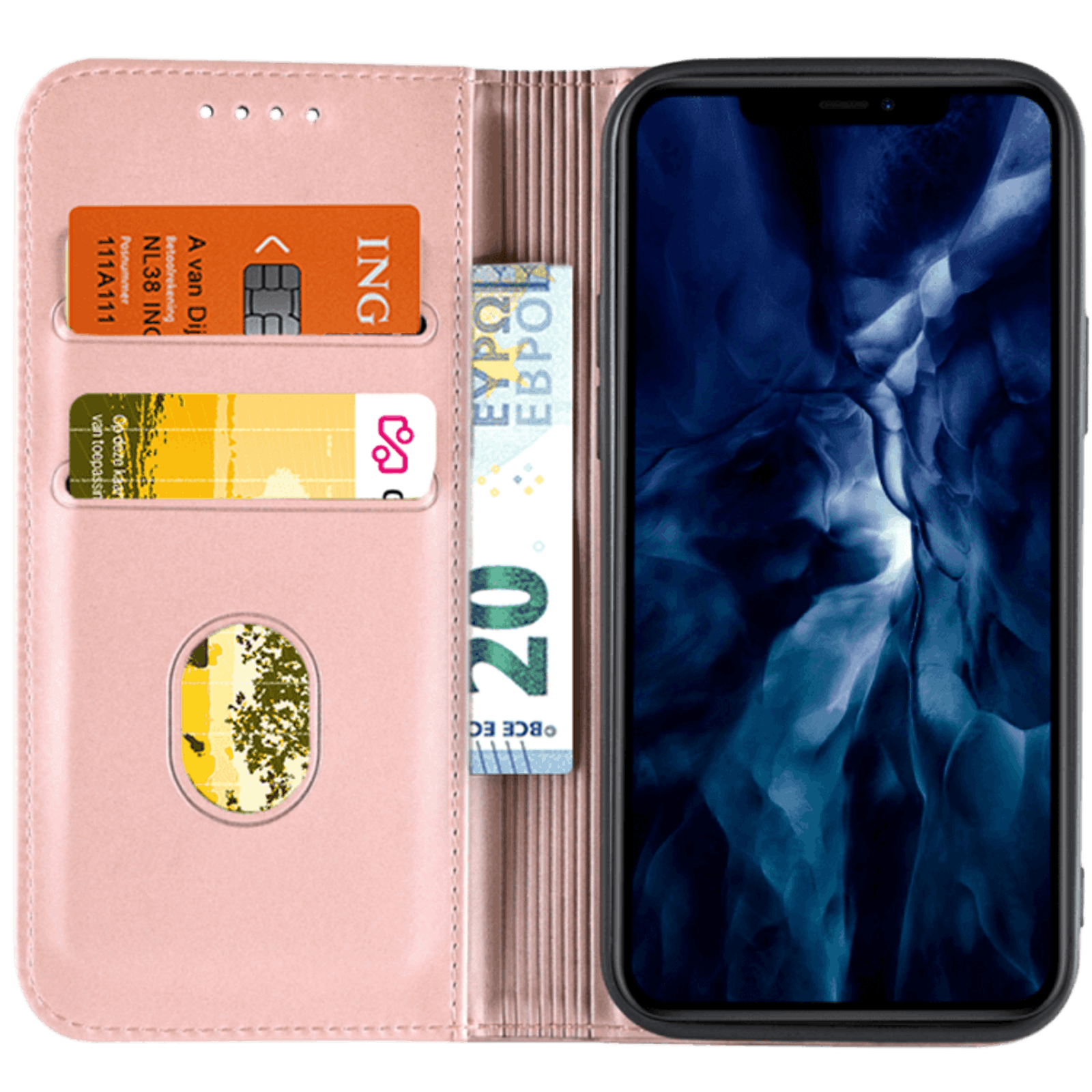 CaseBody iPhone 12 Pro Max BESTE KOOP - Lux Bookcase Hoesje Roségoud