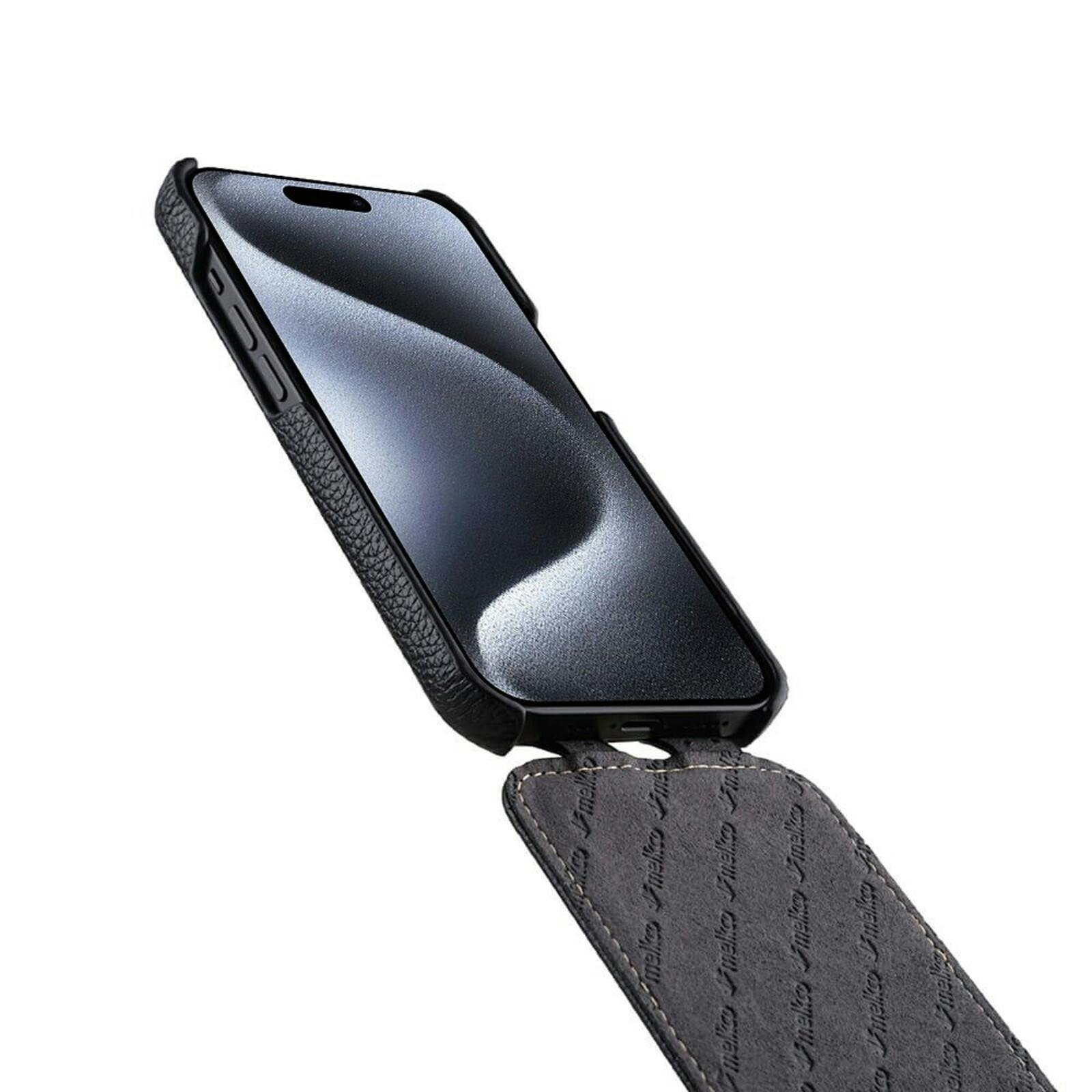 Melkco Apple iPhone 15 Pro Leather Flip Case Zwart