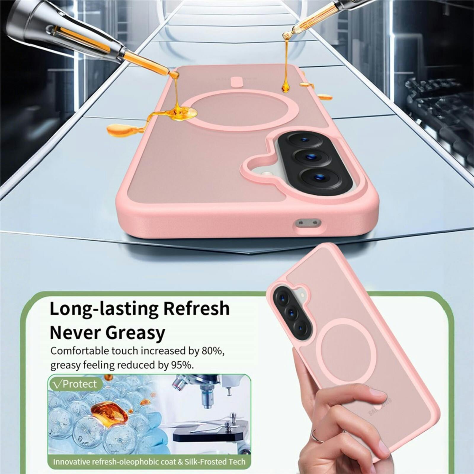 CaseBody Samsung Galaxy A57 Slim Anti-Shock MagSafe Hoesje Roze