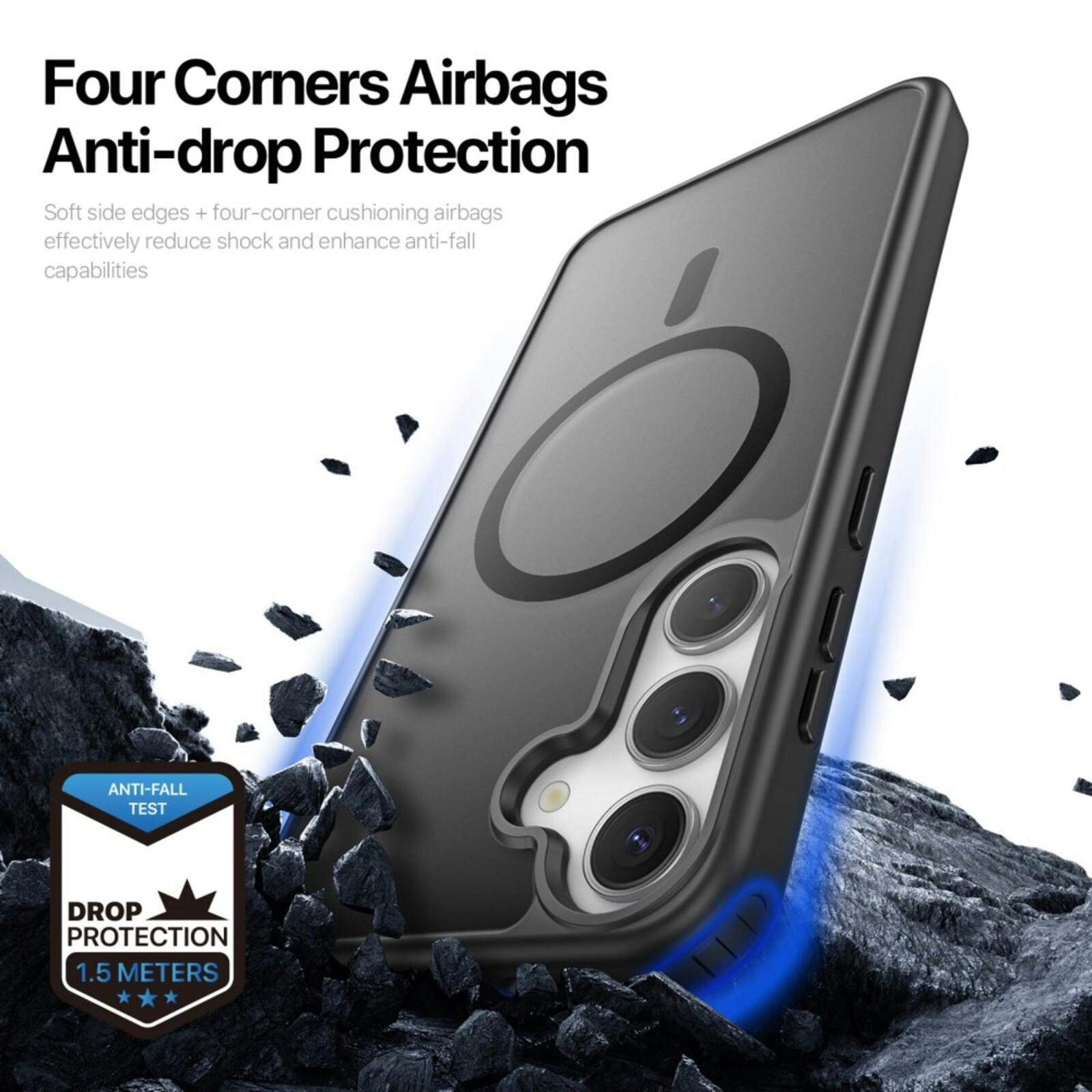 DUX DUCIS Samsung Galaxy S25 Mat MagSafe Hoesje Zwart