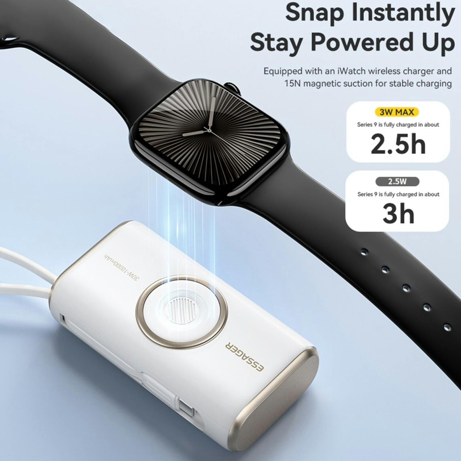 Essager PD 30W Powerbank met Wireless Apple Watch Lader 10.000mAh Zwart