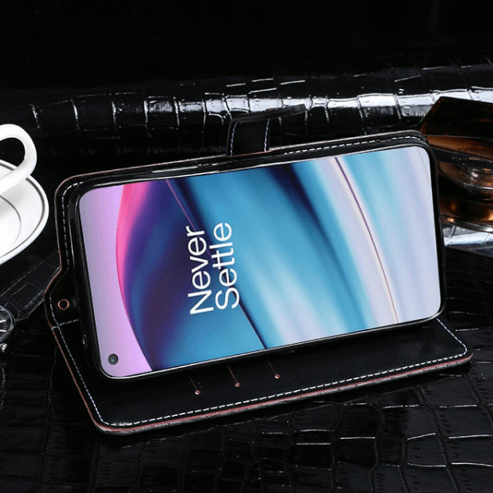 Mocaa OnePlus Nord CE Bookcase Hoesje Krokodillenleer 5G Zwart