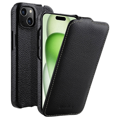 Melkco Apple iPhone 15 Leather Flip Case Zwart
