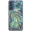 Selencia Galaxy S21 FE Zarya Fashion Hoesje Green Jungle Leaves - Voorkant