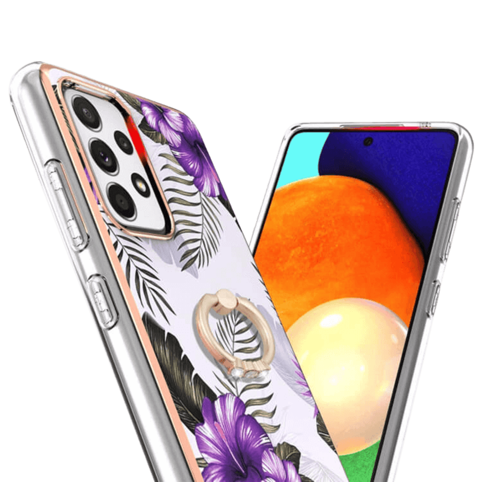 CaseBody Samsung Galaxy A52(s) Floral Case met Ringhouder Meerkleurig